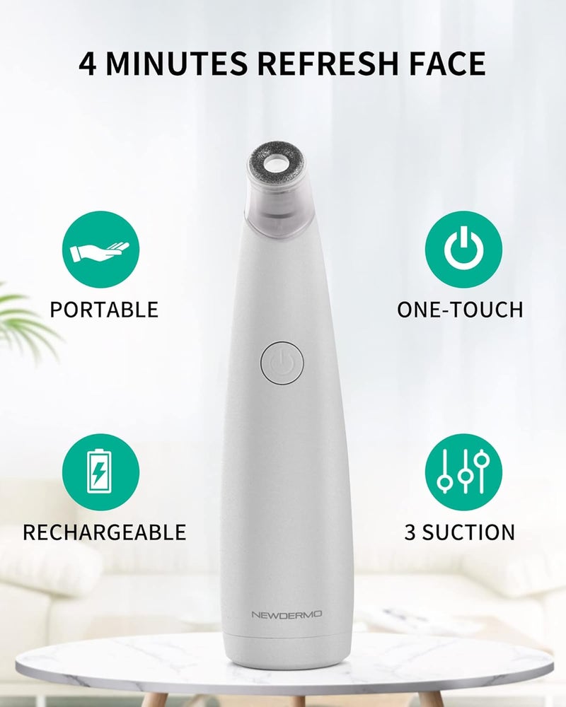 NEWDERMO 2-in-1 Microdermabrasion Machine for Facial, Diamond Microdermabrasion Device USB Rechargeable - Advanced Home Facial Treatment Machine (White) - Image 5