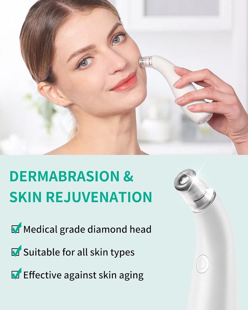 NEWDERMO 2-in-1 Microdermabrasion Machine for Facial, Diamond Microdermabrasion Device USB Rechargeable - Advanced Home Facial Treatment Machine (White) - Image 2