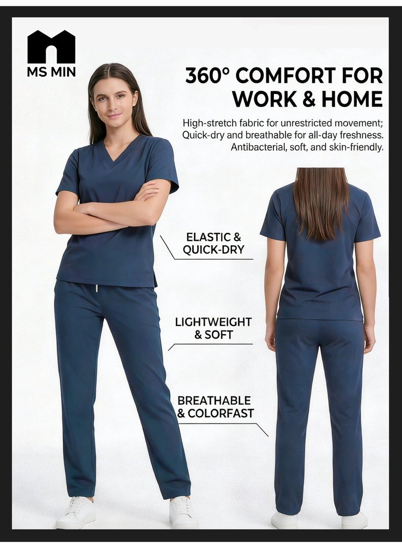 MS MIN Peacock Blue Stretch Quick Dry Pyjama Set, Cool Touch Anti-Pilling Unisex Loungewear for Home & Daily Wear - Image 5