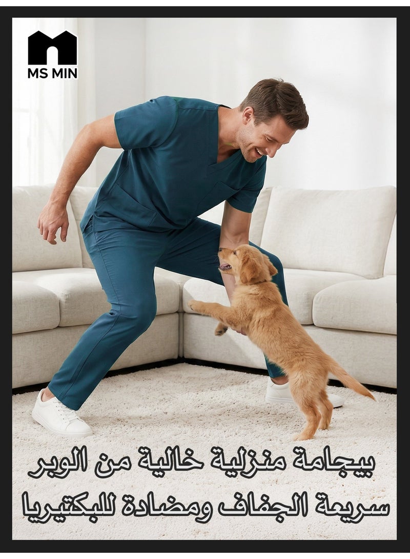 MS MIN Peacock Blue Stretch Quick Dry Pyjama Set, Cool Touch Anti-Pilling Unisex Loungewear for Home & Daily Wear - Image 2