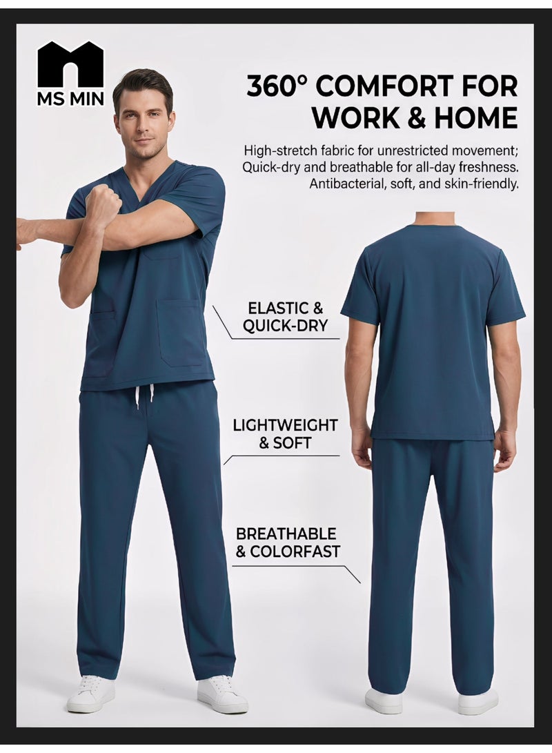 MS MIN Peacock Blue Stretch Quick Dry Pyjama Set, Cool Touch Anti-Pilling Unisex Loungewear for Home & Daily Wear - Image 4