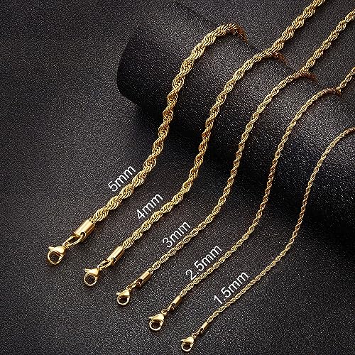 Monily 4MM 22 Inches Stainless Steel Twist Rope Chain Necklace Womens Necklace Jewelry - Image 5