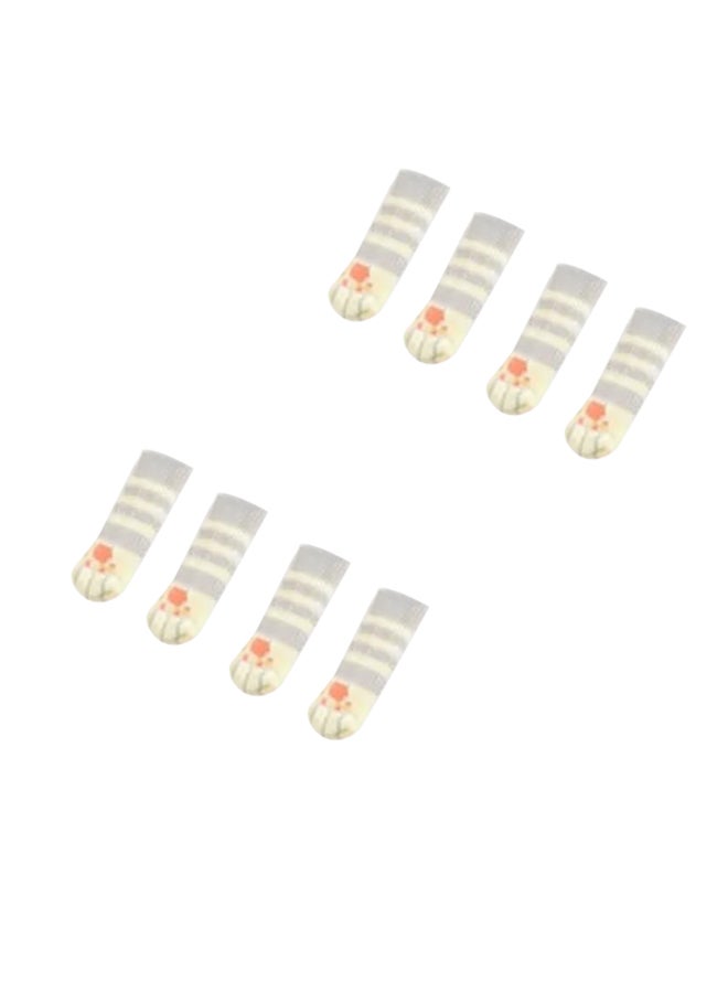 8-Piece Thick Non-Slip Chair Foot Cover Grey/White