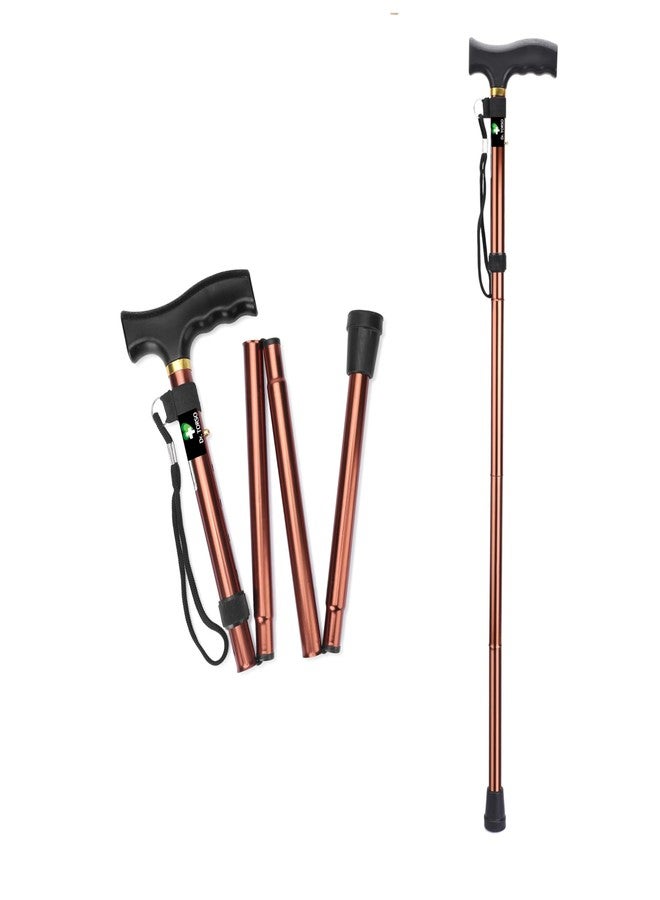 Dr. TORSO Foldable Walking Stick for Men & Women | Portable Lightweight Stick | Adjustable Height | Anti-Slip Rubber Base | All Aluminum Body | Strong and Light Weight | Ideal for Seniors (Copper) - Image 2