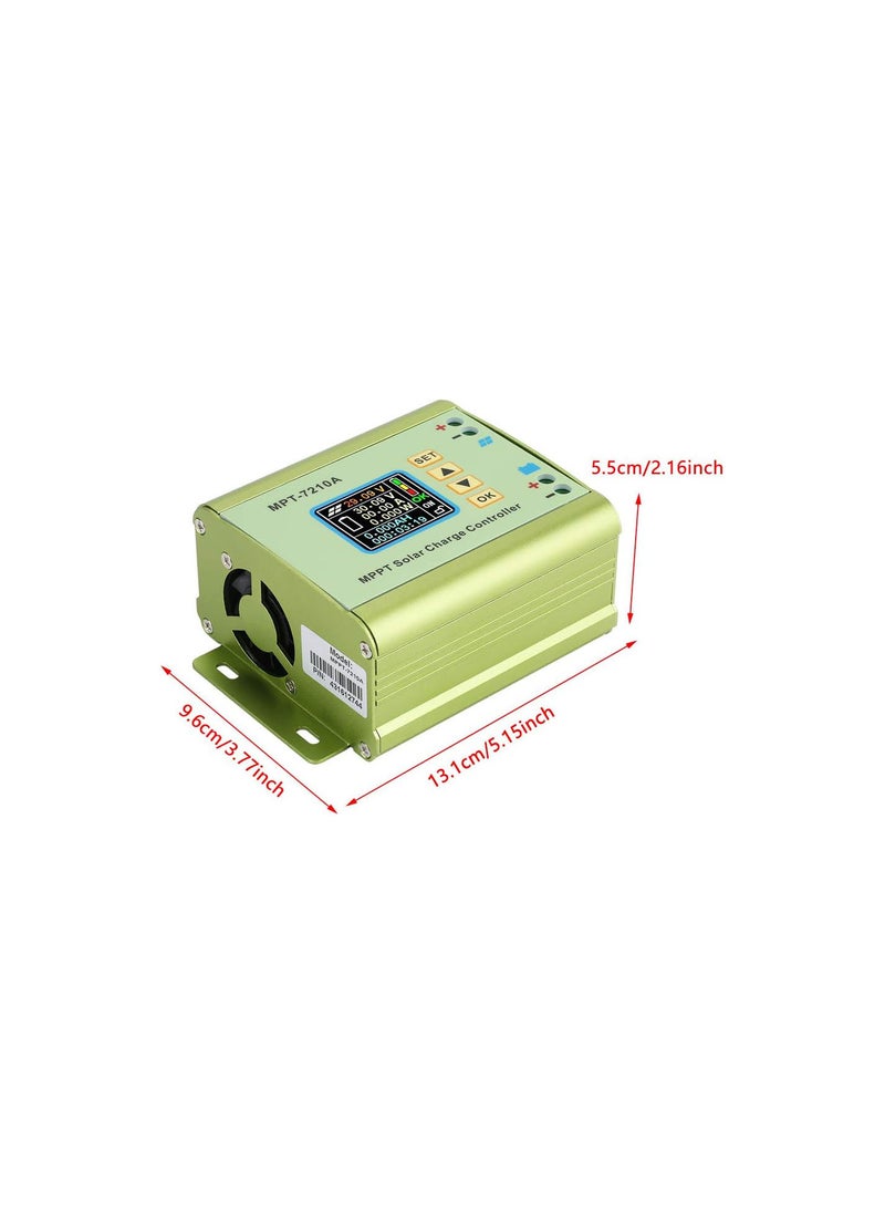 MPPT Solar Charge Controller, MPT-7210A DC12-60V 0-10A Aluminum Alloy LCD Display MPPT Solar Charge Controller Regulator for 24V/36V/48V/60V/72V Lithium Battery