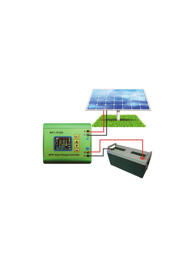 MPPT Solar Charge Controller, MPT-7210A DC12-60V 0-10A Aluminum Alloy LCD Display MPPT Solar Charge Controller Regulator for 24V/36V/48V/60V/72V Lithium Battery