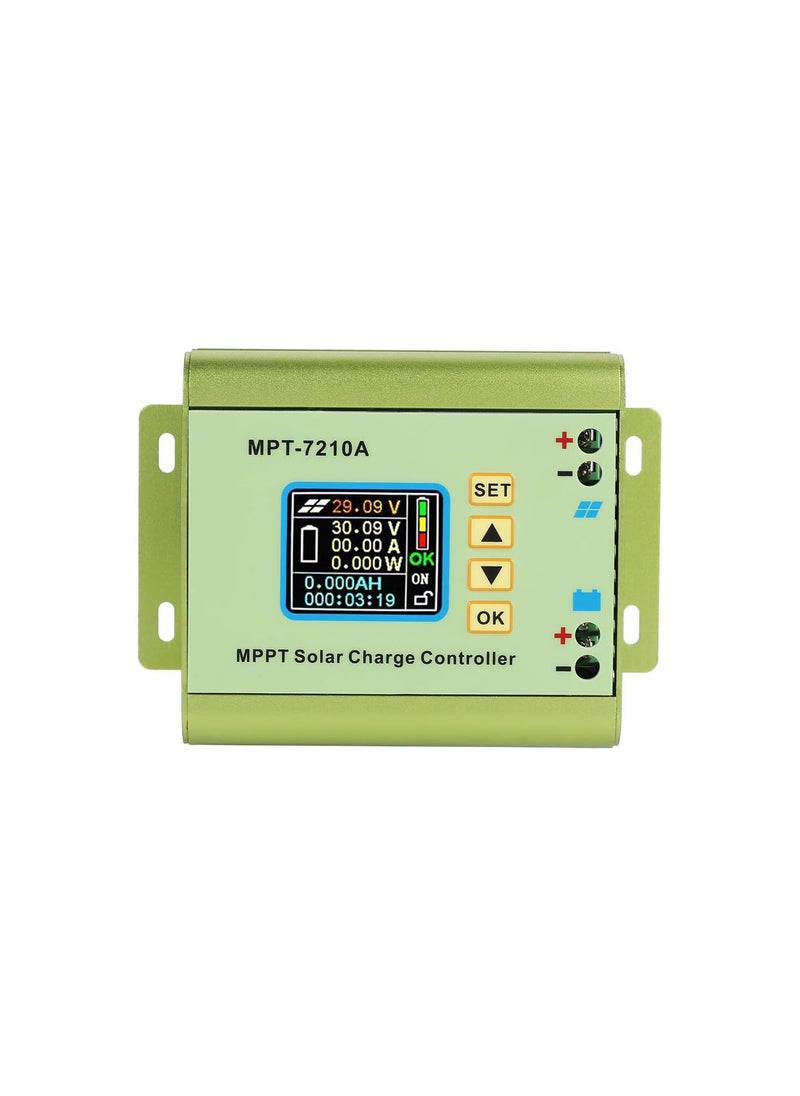 MPPT Solar Charge Controller, MPT-7210A DC12-60V 0-10A Aluminum Alloy LCD Display MPPT Solar Charge Controller Regulator for 24V/36V/48V/60V/72V Lithium Battery