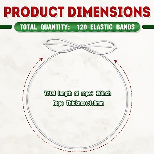 Berlune 120 Pcs Elastic Bows for Gifts Boxes Stretch Loops with Pre Tied Bows 20 Inches from Elastic Ribbon Cord Ribbon Gift Ribbon String Craft BagsSilver - Image 5