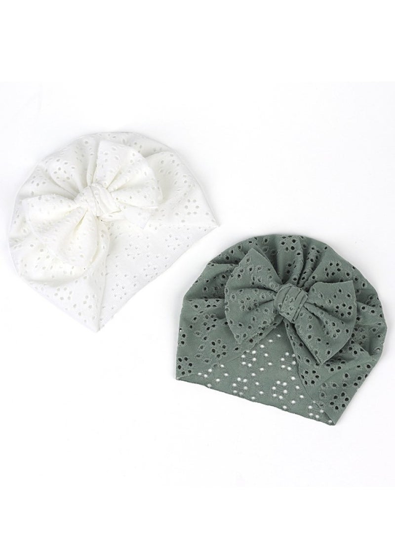 RATSAW 5 Pack Upgraded Baby Turban Bow Hats for Girls Infant Head Wrap Soft Knotting Cap for Toddler Kids - Image 4