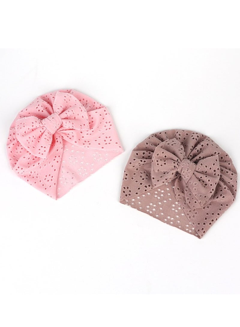 RATSAW 5 Pack Upgraded Baby Turban Bow Hats for Girls Infant Head Wrap Soft Knotting Cap for Toddler Kids - Image 5