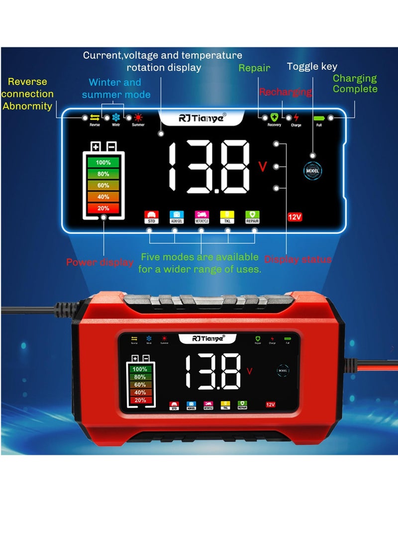 Excefore Car Battery Charger, 12V 6A Smart Battery Trickle Charger Automotive, Battery Maintainer Trickle Charger, and Battery Desulfator with Temperature Compensation, for Car Truck Motorcycle Marine - Image 5