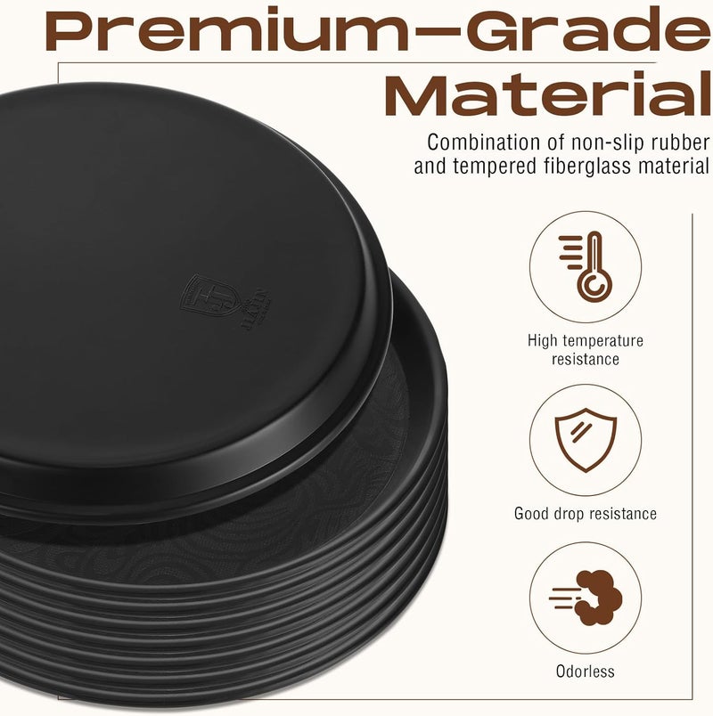 Zopeal 8 Pcs 16 Inch Round Restaurant Serving Trays Non Slip Surface Black Serving Plastic Food Meals Server Tray for Halloween Party Bar Restaurant Cocktail Cafeteria - Image 5