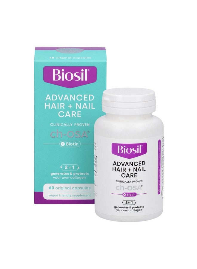 BIOSIL Biosil Advanced Hair + Nail Care - 60 Capsules - Grow, Strengthen & Thicken Hair and Nails - with Patented ch-OSA & Biotin - 30-Day Supply - Image 1