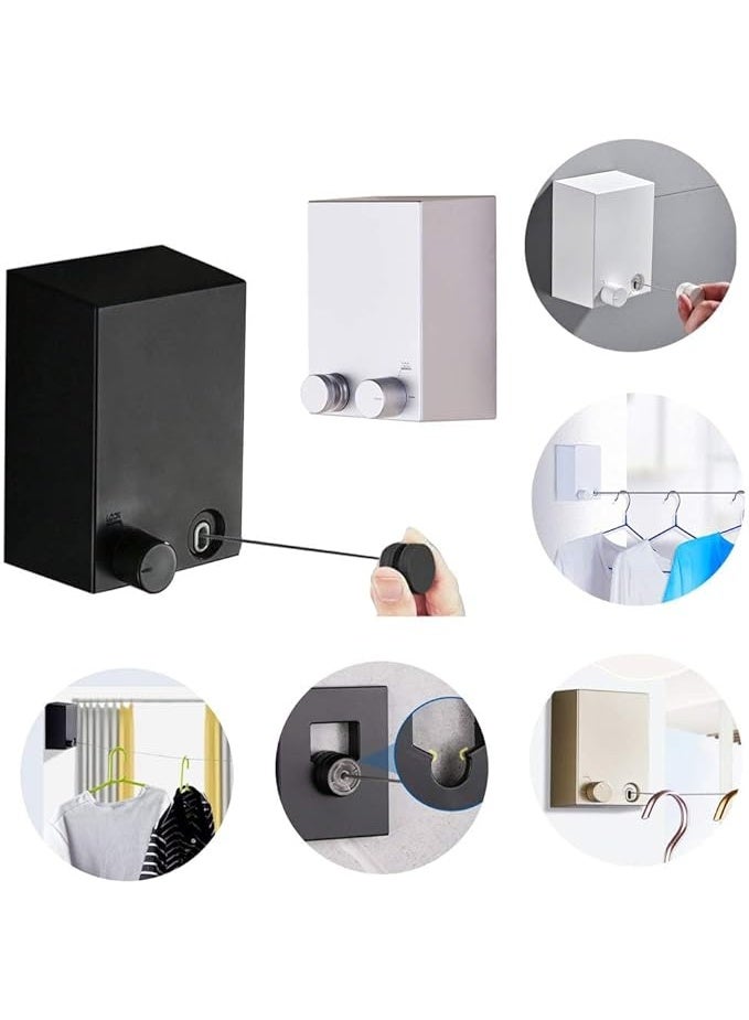 مشبك خط غسيل قابل للسحب من الفولاذ المقاوم للصدأ – خط غسيل منزلي قابل للتمدد وغير مرئي، للاستخدام الداخلي والخارجي، متين وموفر للمساحة (أسود) - Image 1