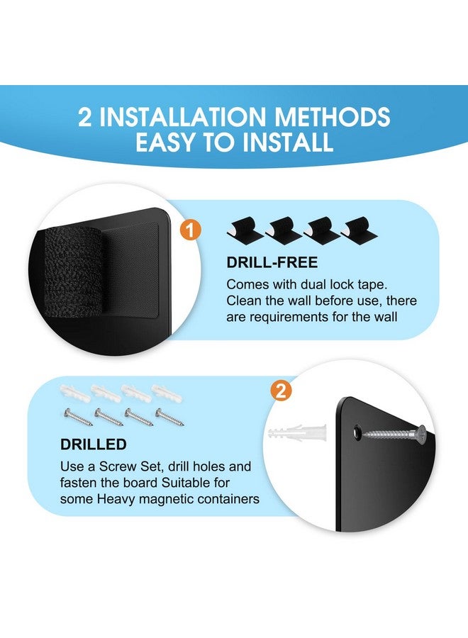 MaxGear Magnetic Board 17.5" X 11.4" Black Metal Magnet Bulletin Board For Wall, Refrigerator, Magnetic Board Display Notes, Photos, And More - Includes Dual Lock Tape And Screws - Image 4