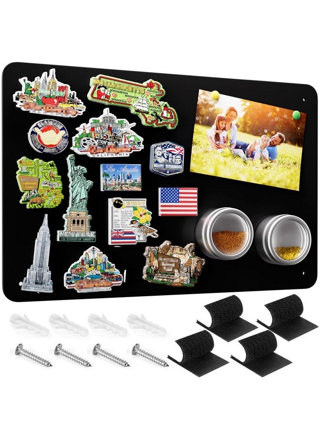 MaxGear Magnetic Board 17.5" X 11.4" Black Metal Magnet Bulletin Board For Wall, Refrigerator, Magnetic Board Display Notes, Photos, And More - Includes Dual Lock Tape And Screws - Image 1