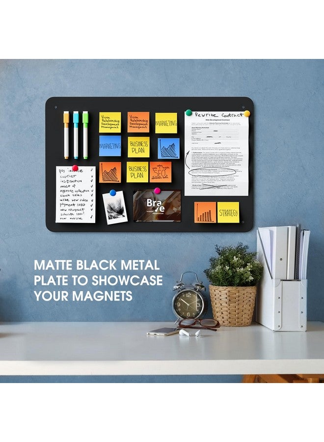 MaxGear Magnetic Board 17.5" X 11.4" Black Metal Magnet Bulletin Board For Wall, Refrigerator, Magnetic Board Display Notes, Photos, And More - Includes Dual Lock Tape And Screws - Image 5
