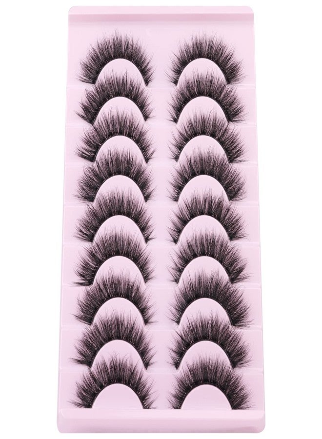 zanlufly Russian Strip Lashes Cat Eye Mink Lashes Natural Wispy Eyelashes zanlufly D-Curly Volume False Eyealshes Clear Band Volume Natural Look Fake Lashes that Look Like Extensions Eye Lashes Pack - Image 5