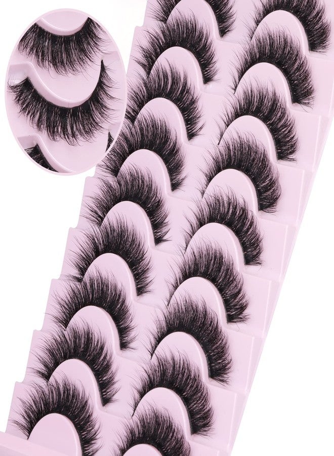 zanlufly Russian Strip Lashes Cat Eye Mink Lashes Natural Wispy Eyelashes zanlufly D-Curly Volume False Eyealshes Clear Band Volume Natural Look Fake Lashes that Look Like Extensions Eye Lashes Pack - Image 3