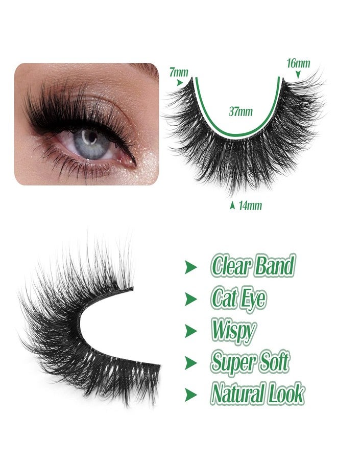 zanlufly Russian Strip Lashes Cat Eye Mink Lashes Natural Wispy Eyelashes zanlufly D-Curly Volume False Eyealshes Clear Band Volume Natural Look Fake Lashes that Look Like Extensions Eye Lashes Pack - Image 4