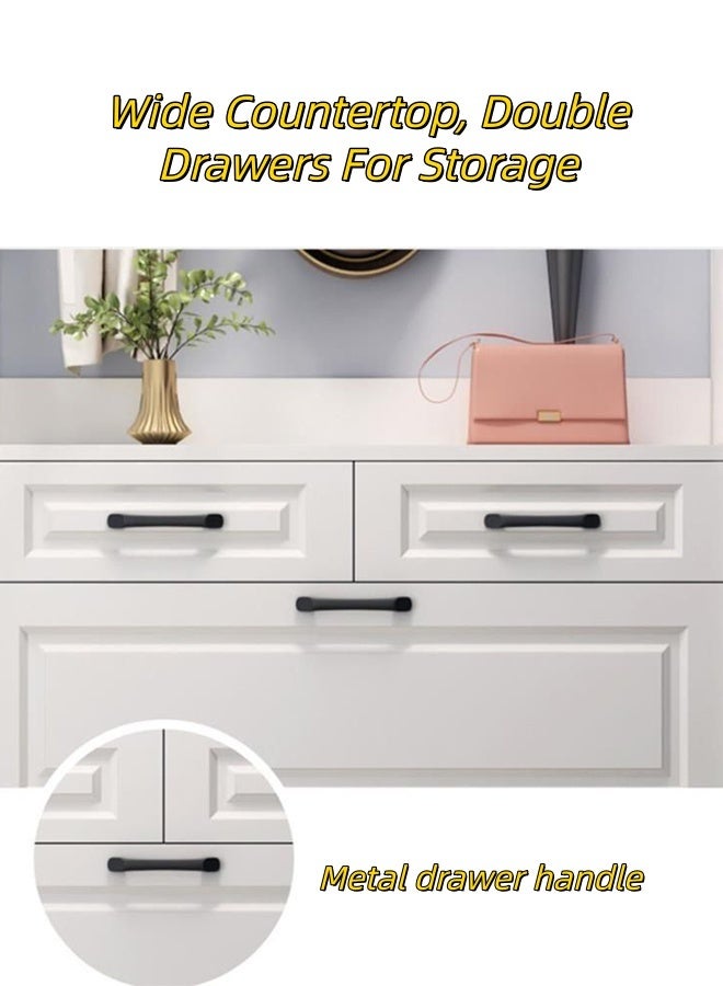 JCB CHIC White Multi-functional Entryway Shoe Cabinet with Flip-down Shoe Rack, Top Coat Hooks and Multiple Drawers for Small Space Organization,All-in-One Narrow Entryway Organizer for Coats, Shoes and Accessories - Image 4