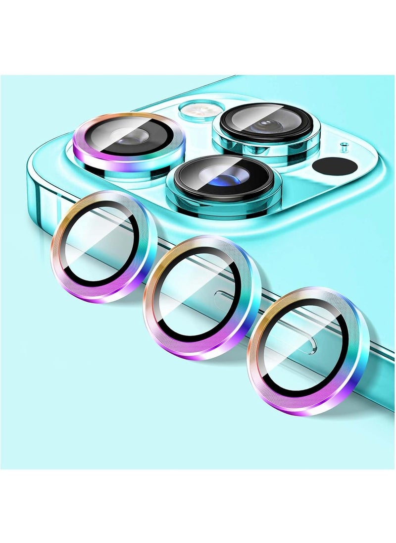Wtech - Apple iPhone 16 Pro / iPhone 16 Pro Max 2024 Premium Chrome Alloy Ring Camera Lens Tempered Glass Protector Shield (MLGICR) - Clear/Chromatic - Image 1