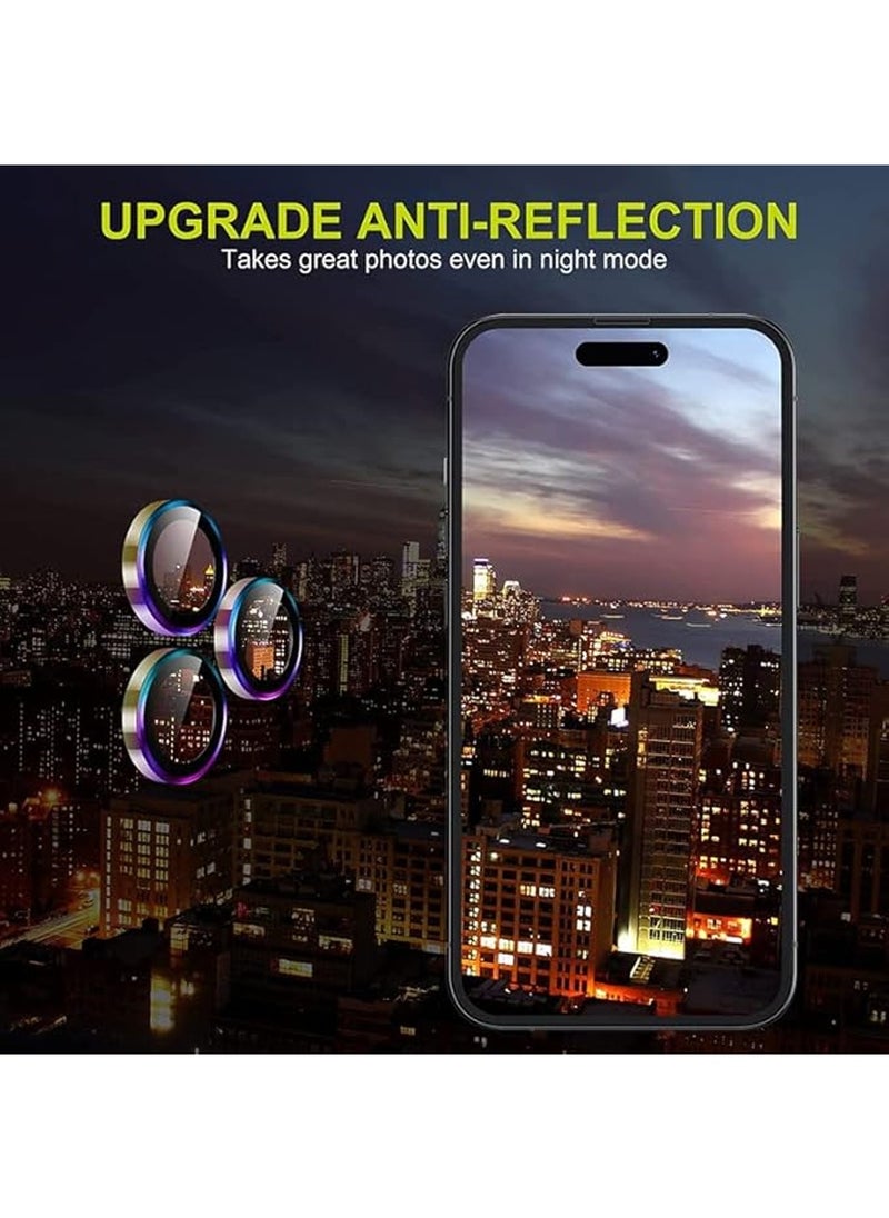 Wtech - Apple iPhone 16 Pro / iPhone 16 Pro Max 2024 Premium Chrome Alloy Ring Camera Lens Tempered Glass Protector Shield (MLGICR) - Clear/Chromatic - Image 1