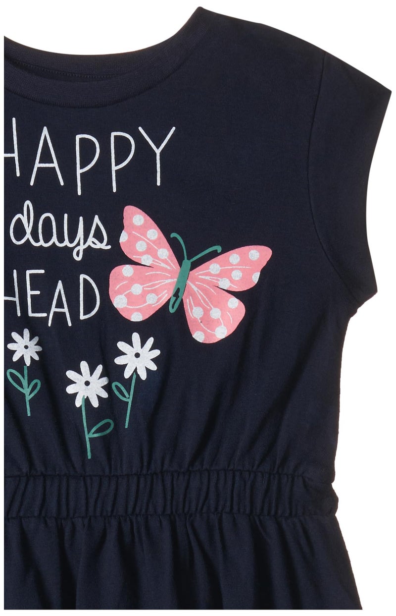 T2F Girl's Cotton A-Line Knee-Length Casual Dress Navy - Image 3