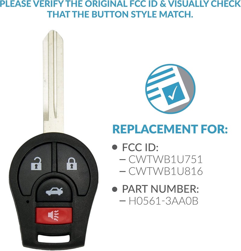 Keyless2Go Replacement Keyless Entry Remote Car Key for Nissan Sentra (2 Pack) - Image 4