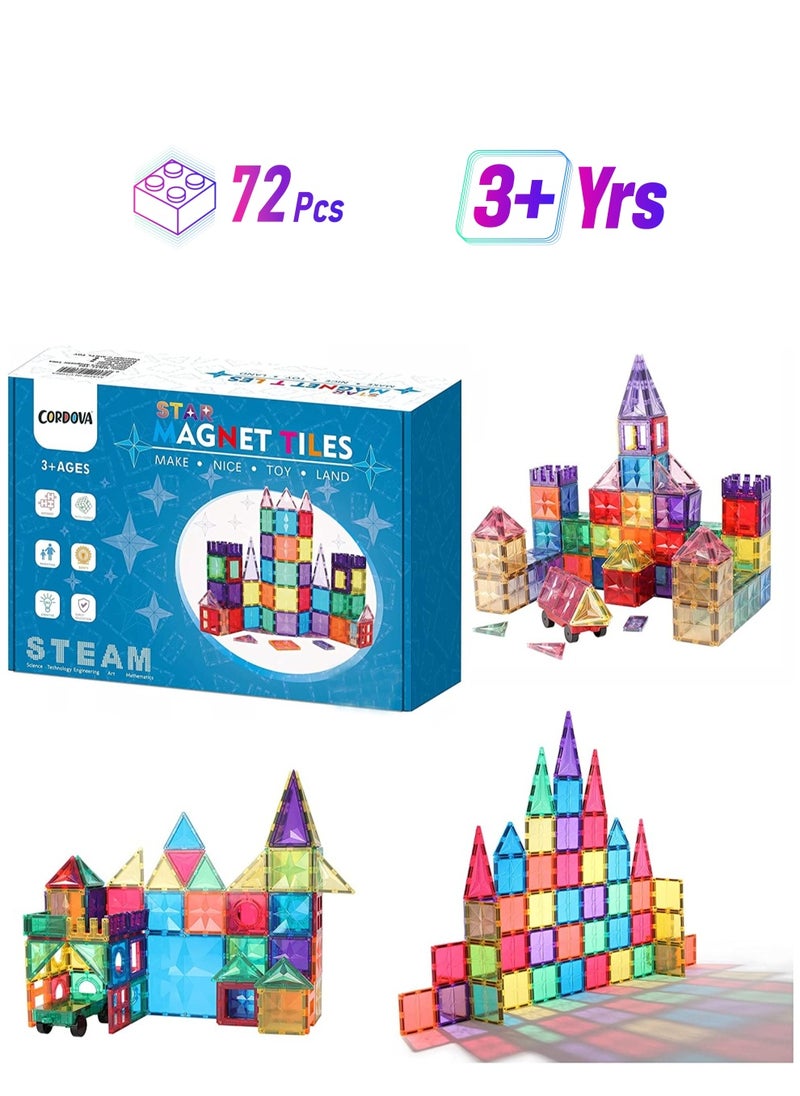 Cordova 72 PCs 3D Star Magnetic Tiles Set Fun and Educational Toy STEAM for Learning & Creativity  - Image 1