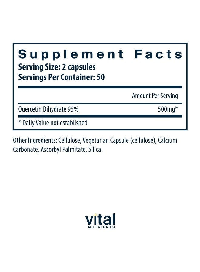 Vital Nutrients Quercetin | Vegan Quercetin Supplement with Bioflavonoids for Sinus, Respiratory, Heart, & Immune Function Support | Gluten, Dairy, Soy Free | 500mg | 100 Capsules - Image 2