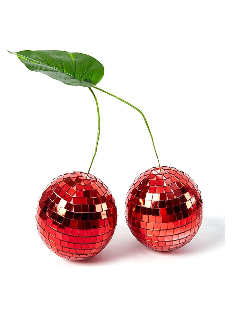 SYOSI Cherry Disco Ball Decor Double Mirror Glass Ball Cherry Decor for DJ Dance Club Stage Party Wedding Holiday Decoration Lighting Home Decor Business Window Display Holiday Decoration 10cm - Image 1