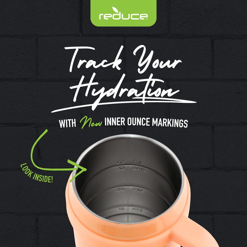 REDUCE 40 oz Stainless Steel Tumbler with Handle - Dual-Wall Vacuum Insulated Travel Mug  Sweat-Proof Lid & Reusable Straw - Keeps Drinks Cold for 24 Hrs  Fits Cupholders  Dishwasher Safe - Papaya - Image 4