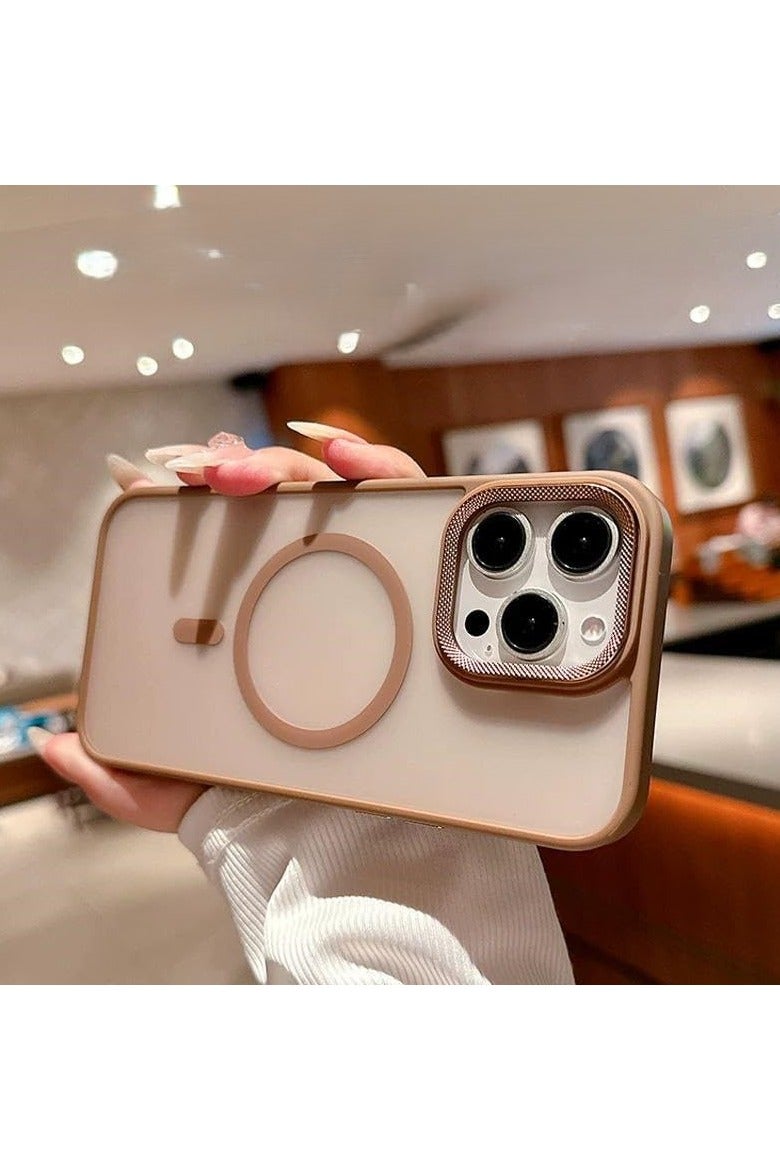 Denx Matte Magnetic case for iPhone 12 and iPhone 12 Pro , High Grade Drop Protection with Shockproof Strip, Translucent Matte Back Phone Case (Desert Titanium) - Image 3