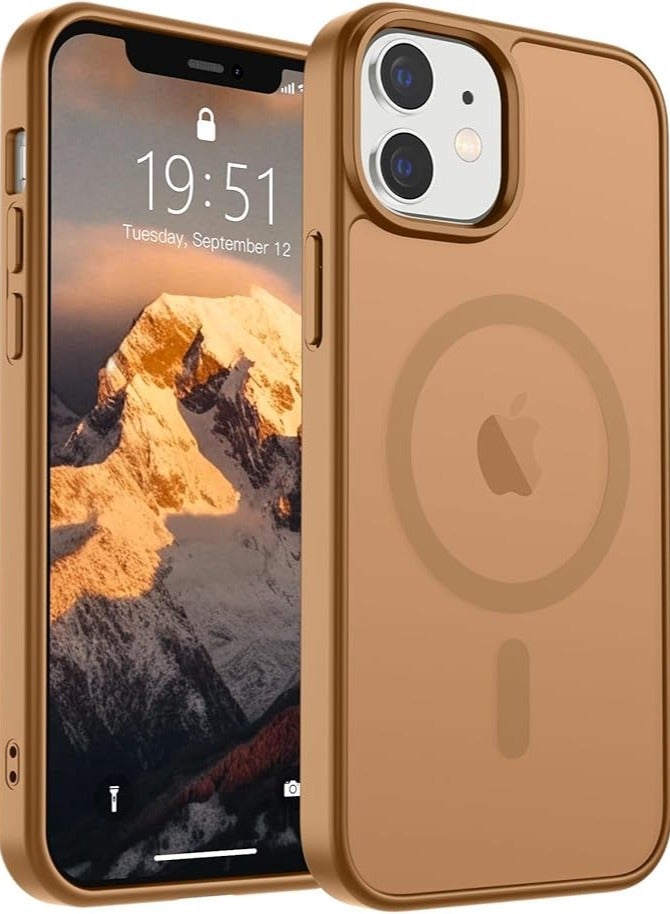 أكاليكس جراب مغناطيسي غير لامع لهاتف iPhone 12 وiPhone 12 Pro، حماية عالية الجودة من السقوط مع شريط مقاوم للصدمات، جراب خلفي شفاف غير لامع للهاتف (تيتانيوم صحراوي) - Image 1