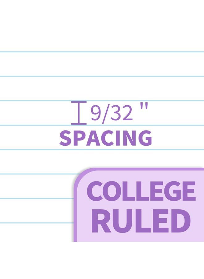 SUNEE Spiral Notebook, 1-Subject, College Ruled Paper, 8" x 10-1/2", 100 Sheets per Notebook, 3-Hole Punched Paper, Water Resistant Cover, Double-sided Pockets, Spiral Lined Notebooks for Work, Purple - Image 3