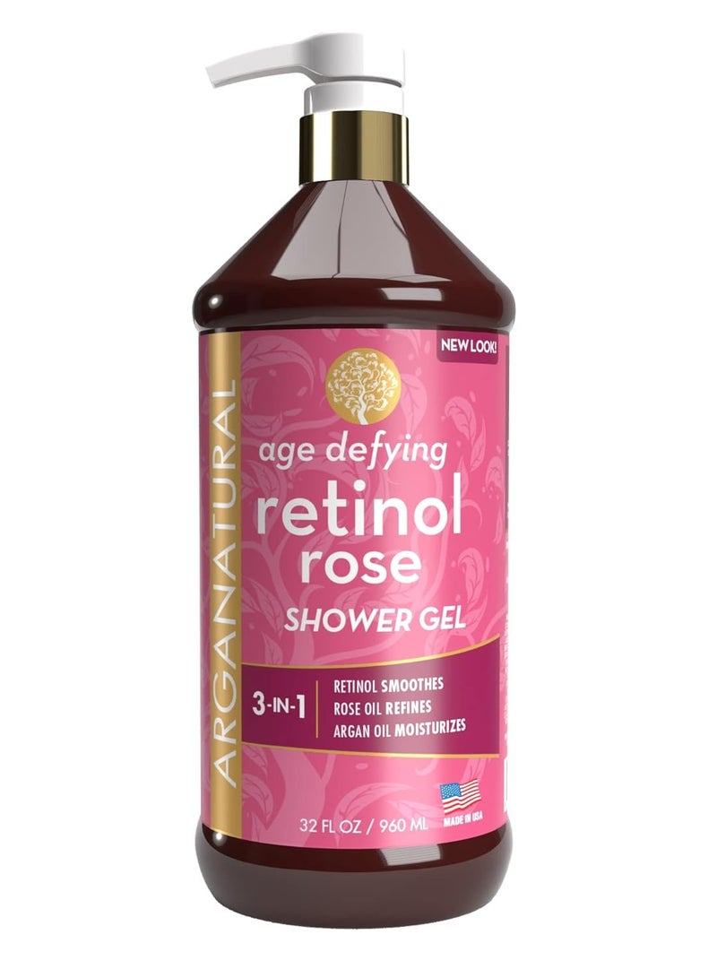 Arganatural Arganatural Retinol Shower Gel (Body Wash) with natural Argan Oil, Smooth & Refine Skin Tone, Nourishes for Natural Radiance, Pampers & Rejuvenates Skin for All Skin Types - 32oz / 960ml  - Image 1