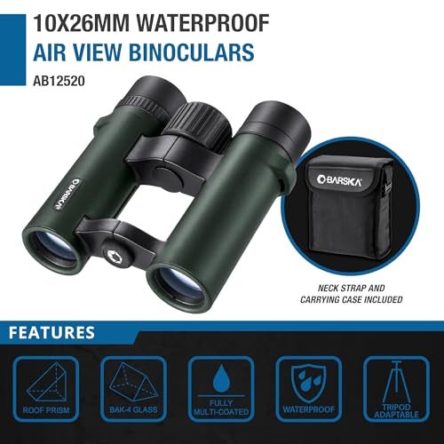 BARSKA AB12520 Air View 10x26 Waterproof Binoculars for Birding Hiking Sports Theater etc Green - Image 3