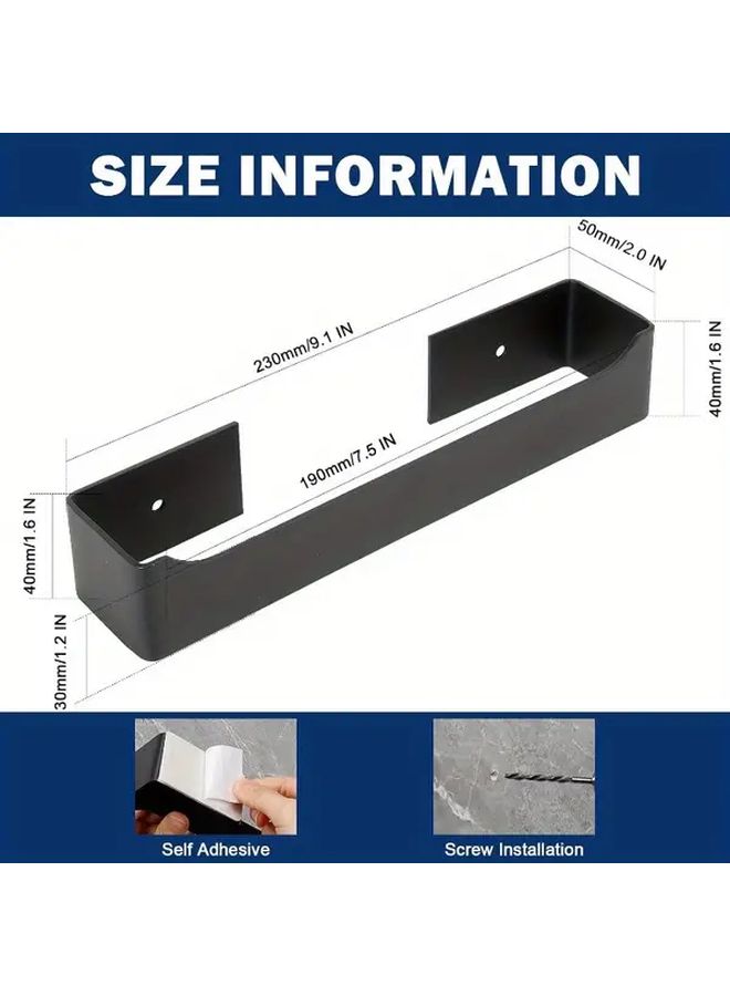 Matt Black Self Adhesive Towel Rack Stainless Steel Wall Mounted Holder Space Saving Bathroom Kitchen Organizer - Image 2