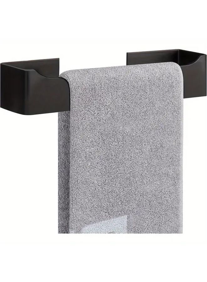 Matt Black Self Adhesive Towel Rack Stainless Steel Wall Mounted Holder Space Saving Bathroom Kitchen Organizer - Image 1
