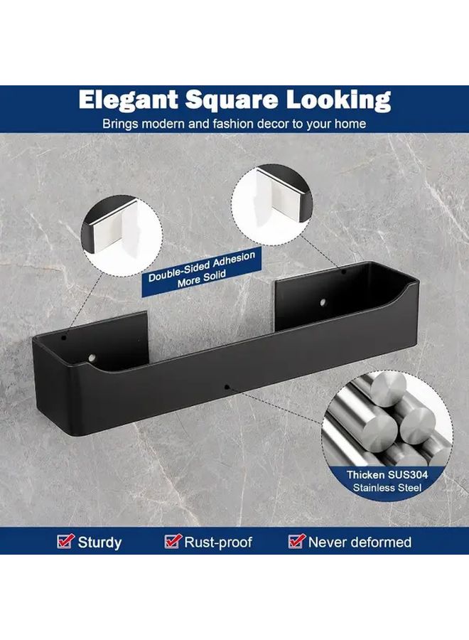 Matt Black Self Adhesive Towel Rack Stainless Steel Wall Mounted Holder Space Saving Bathroom Kitchen Organizer - Image 4