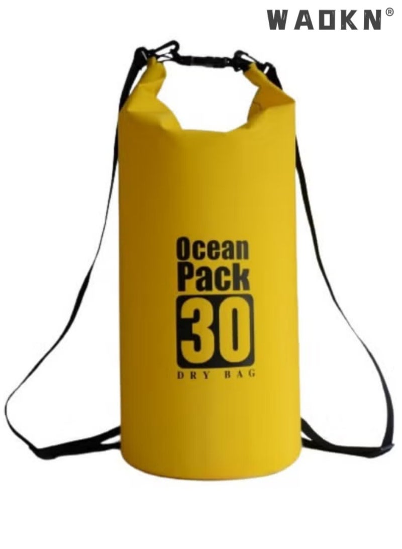WAOKN Waterproof Dry Bag - Roll Top Dry Compression Sack Keeps Gear Dry for Kayaking, Beach, Rafting, Boating, Hiking, Camping and Fishing with Waterproof Phone Case，Floating Waterproof Pouch (Yellow) - Image 1