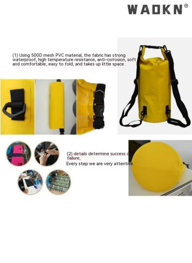 WAOKN Waterproof Dry Bag - Roll Top Dry Compression Sack Keeps Gear Dry for Kayaking, Beach, Rafting, Boating, Hiking, Camping and Fishing with Waterproof Phone Case，Floating Waterproof Pouch (Yellow) - Image 3