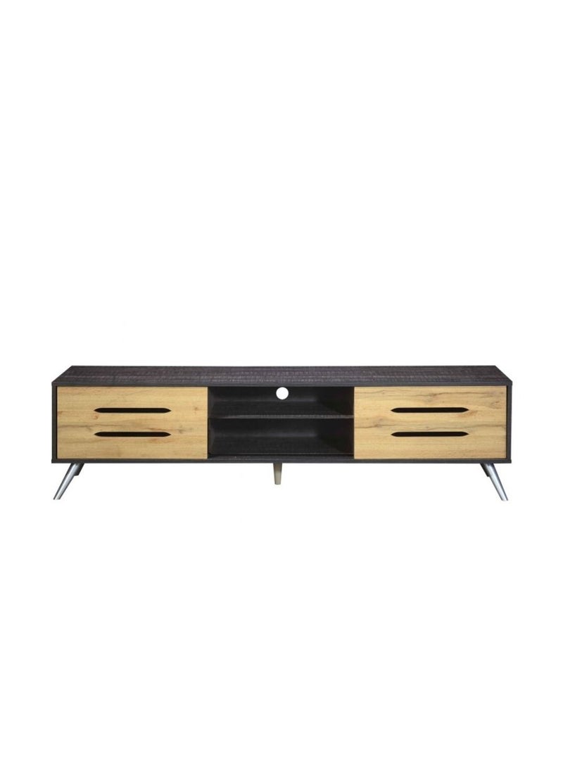 Karnak Modern TV Cabinet, Entertainment Stand, Media Console with a Natural Wood Finish & Storage Doors for Living Room or Media Room Color (Chocolate - Wotan Oak) - Image 3