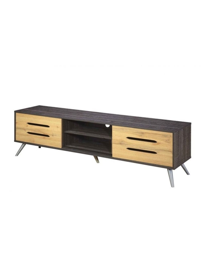 Karnak Modern TV Cabinet, Entertainment Stand, Media Console with a Natural Wood Finish & Storage Doors for Living Room or Media Room Color (Chocolate - Wotan Oak) - Image 4