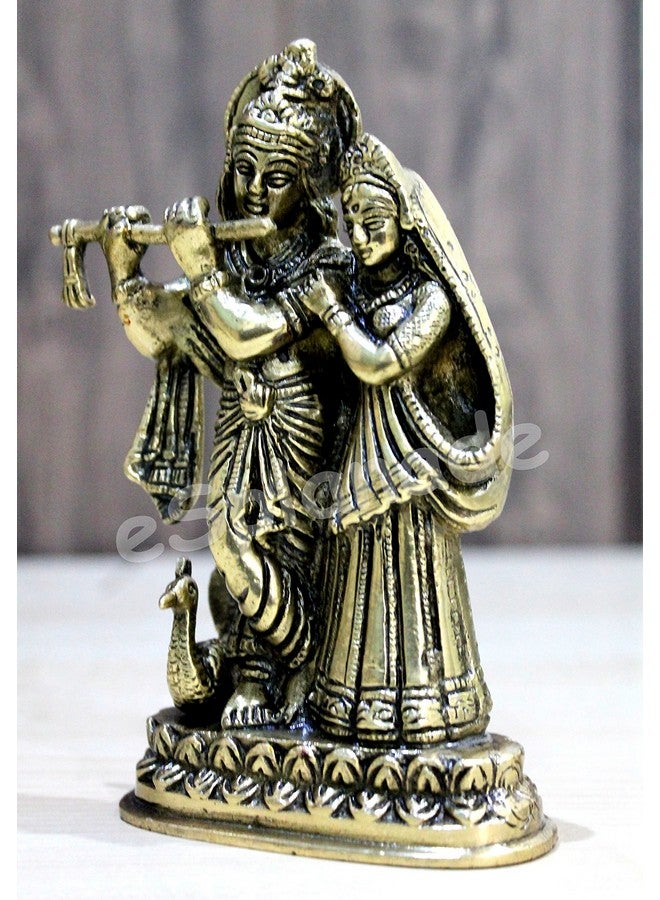 StonKraft Brass Radha Krishna Murti Idol Statue Sculpture (6") Golden - Image 3