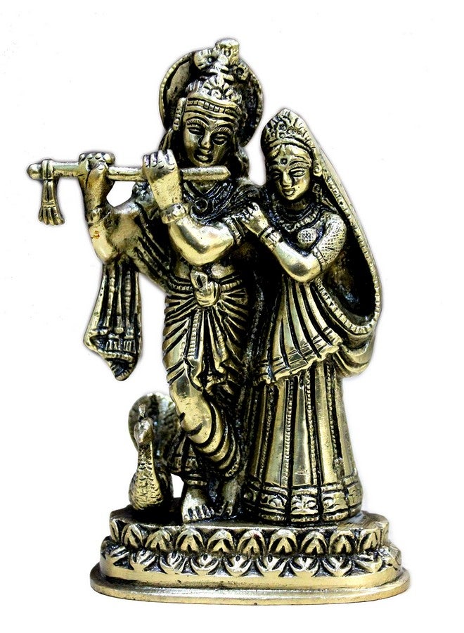 StonKraft Brass Radha Krishna Murti Idol Statue Sculpture (6") Golden - Image 1
