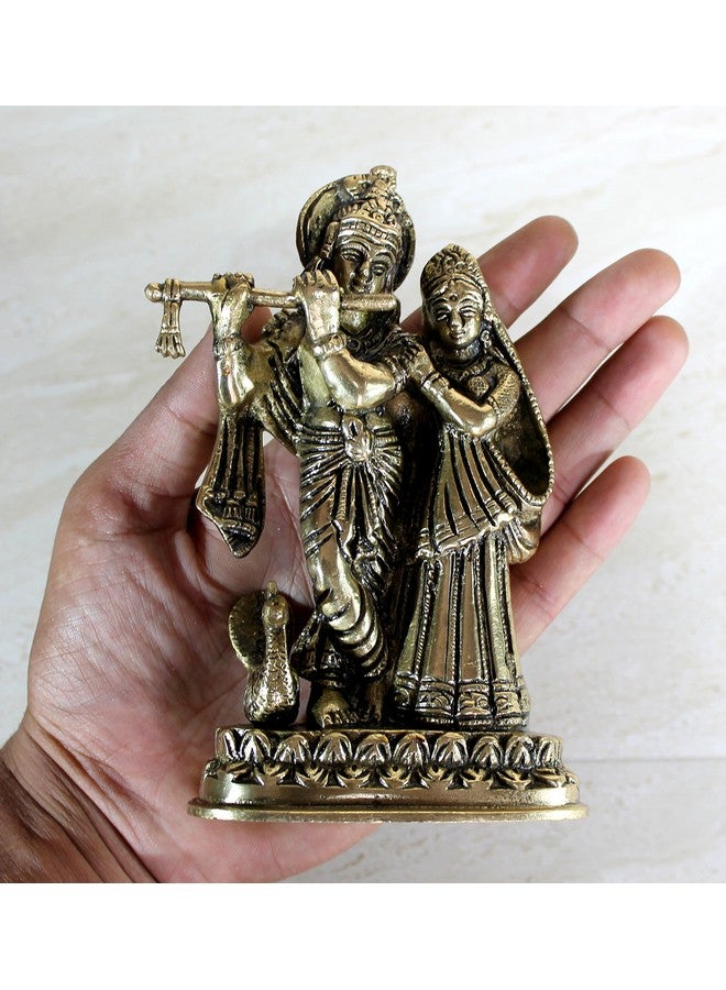 StonKraft Brass Radha Krishna Murti Idol Statue Sculpture (6") Golden - Image 5