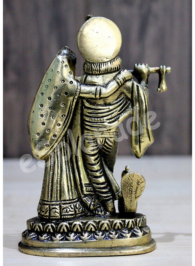 StonKraft Brass Radha Krishna Murti Idol Statue Sculpture (6") Golden - Image 4