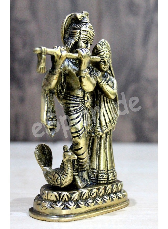 StonKraft Brass Radha Krishna Murti Idol Statue Sculpture (6") Golden - Image 2